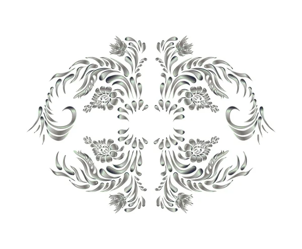 Королівський елемент дизайну. Срібні квіти — стоковий вектор