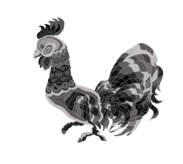 Coq peinture noire — Image vectorielle