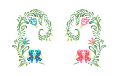 Halk tarzı çizilmiş illüstrasyon el.