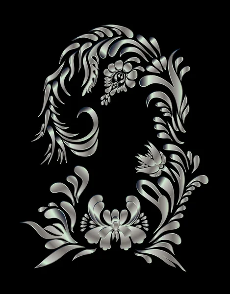 Fleurs argentées sur fond noir — Image vectorielle
