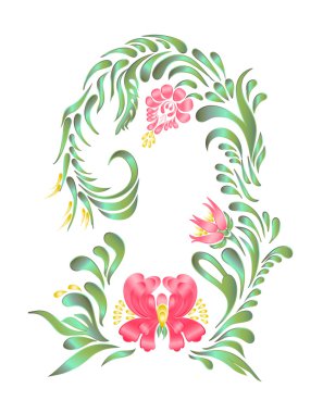 Pembe çiçekli yuvarlak çerçeve 