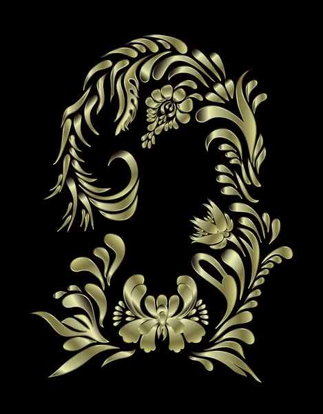Flores de oro sobre fondo negro . — Archivo Imágenes Vectoriales