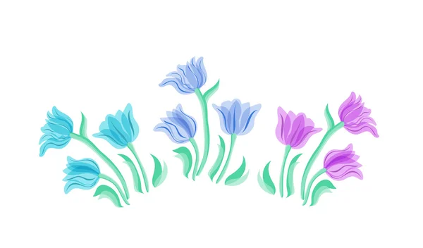 Tulipanes conjunto flores — Archivo Imágenes Vectoriales