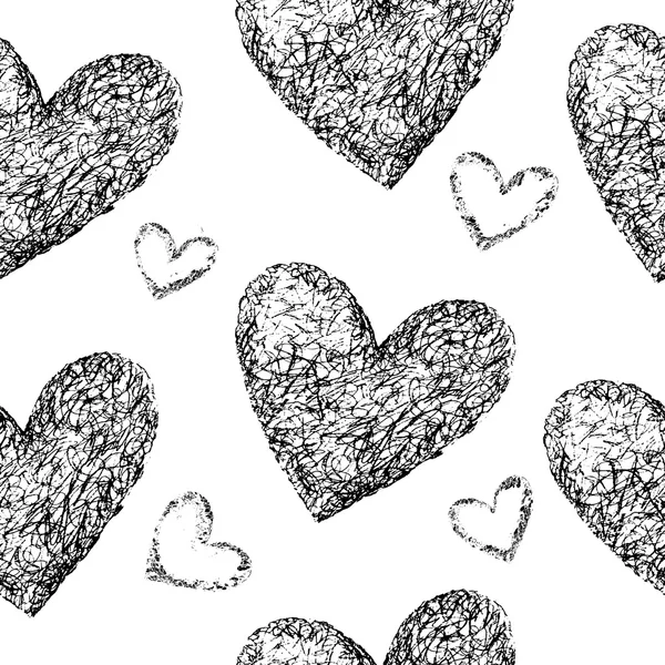 Svarta hjärtan seamless mönster — Stock vektor