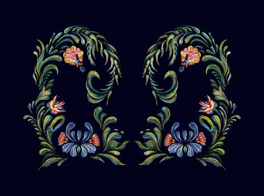 Vintage çiçek süsleme el çekilmiş. 