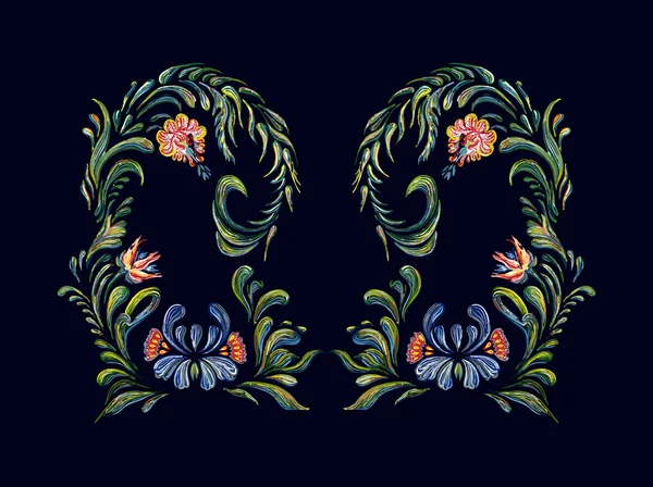 Ornamento floral vintage dibujado a mano . — Archivo Imágenes Vectoriales