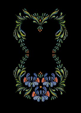 Vintage çiçek süsleme el çekilmiş.