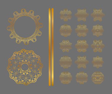 Gri arka plan üzerinde geleneksel altın dekor