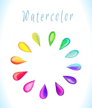 Rainbow ile suluboya çerçeve vektör damla