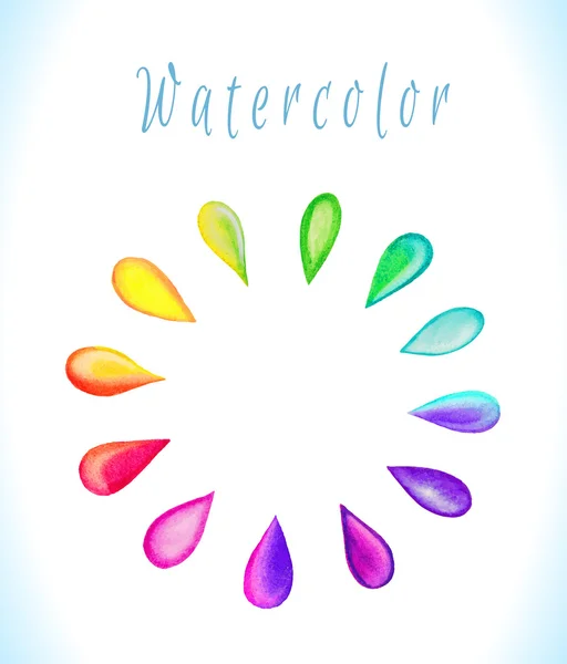 Vector watercolor frame with rainbow drops — Stock Vector