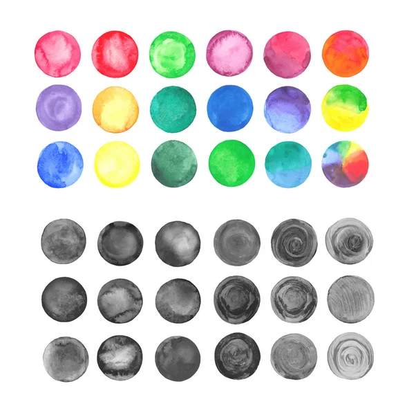 Set van regenboog aquarel cirkels — Stockvector