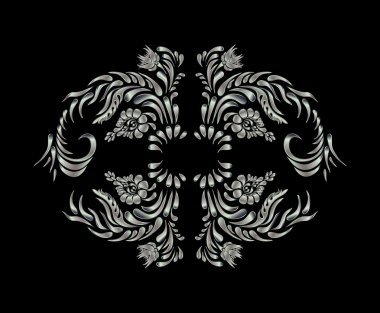 Siyah arkaplanda gümüş çiçekler