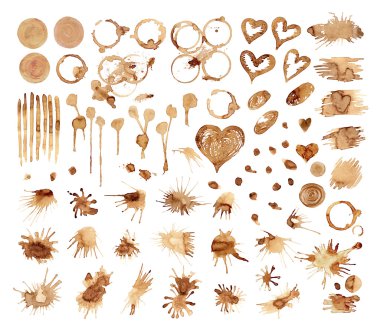 Kahve boya lekeleri, su sıçramalarına ve harts seti