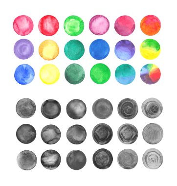 Gökkuşağı suluboya daireler kümesi