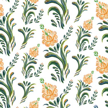 Soyut turuncu zerafet çiçek arka plan ile seamless modeli. 