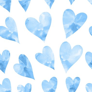 Mavi suluboya yürekleri sorunsuz doku