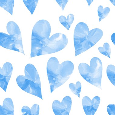 Mavi suluboya yürekleri sorunsuz doku