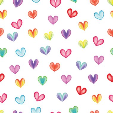 Gökkuşağı kalpler seamless modeli