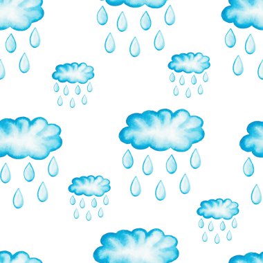 Sulu Boya Dikişsiz desen vith yağmurlu bulutlar