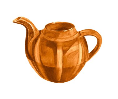 Kahverengi suluboya çaydanlık