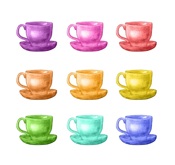 Watercolor cup set — Stock Photo, Image