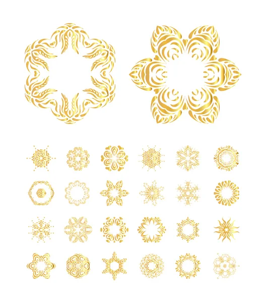 Vector de oro mandala conjunto — Archivo Imágenes Vectoriales