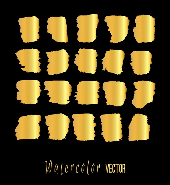 Conjunto de manchas de acuarela de oro abstracto — Vector de stock
