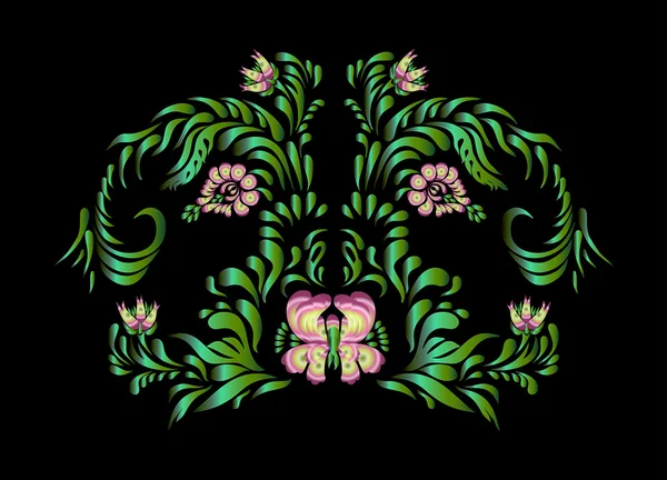 Patrón con adornos florales. Decoración artística abstracta — Archivo Imágenes Vectoriales