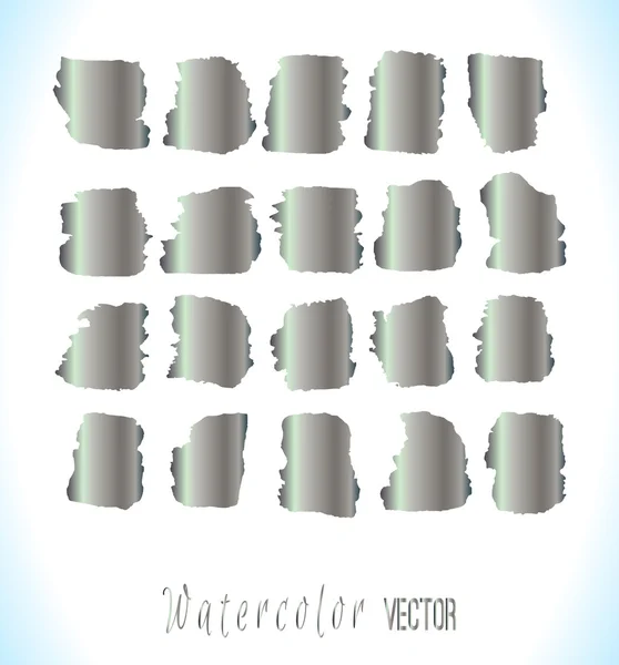 Set de manchas de acuarela plata abstracta . — Vector de stock