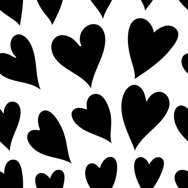 Patrón monocromo sin costuras con corazones . — Vector de stock