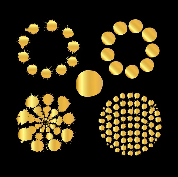 Σύνολο χρυσό κηλίδες που απομονώνονται σε μαύρο — Διανυσματικό Αρχείο