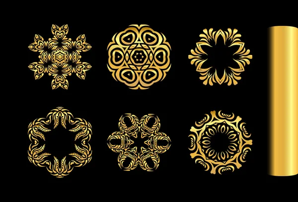 Návrh okrasné zlaté kruhové krajky — Stock fotografie