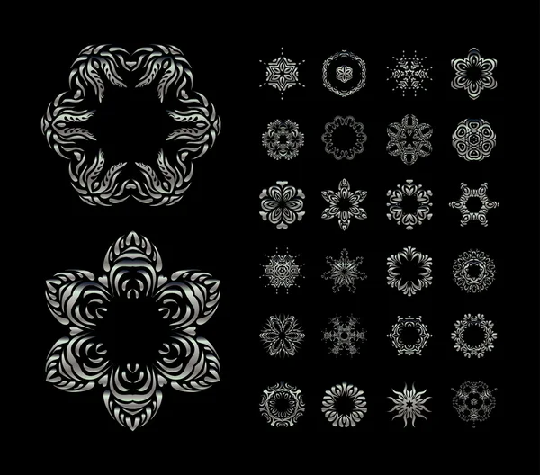 Mandala silver round ornament pattern — Stock Photo, Image