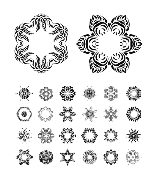 Flocos de neve decorativos desenhados à mão, elementos de design — Fotografia de Stock
