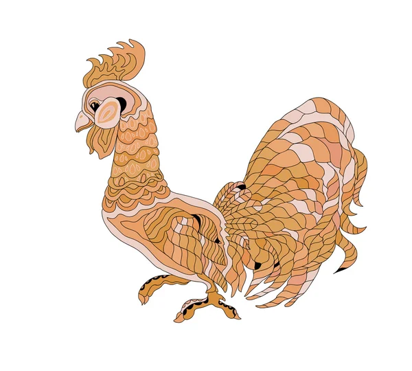 Brown rooster  on white background — Stock Vector