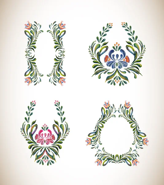 Conjunto de padrão floral vintage — Vetor de Stock