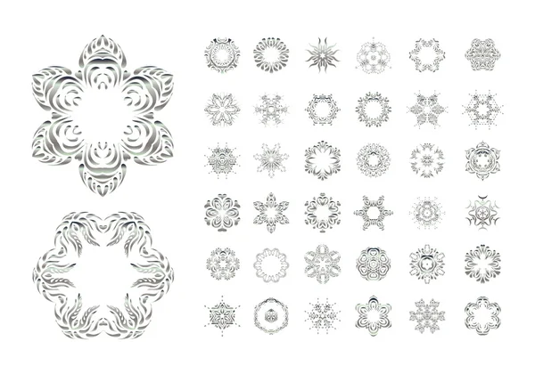 Set handgezeichnetes Mandala auf weißem Hintergrund — Stockfoto