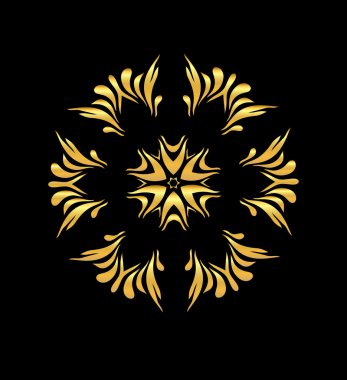 Siyah arkaplanda altın mandala
