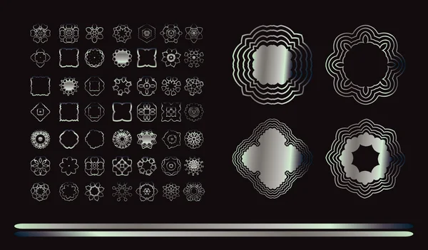 빈티지 실버 꽃 장식 세트 — 스톡 벡터