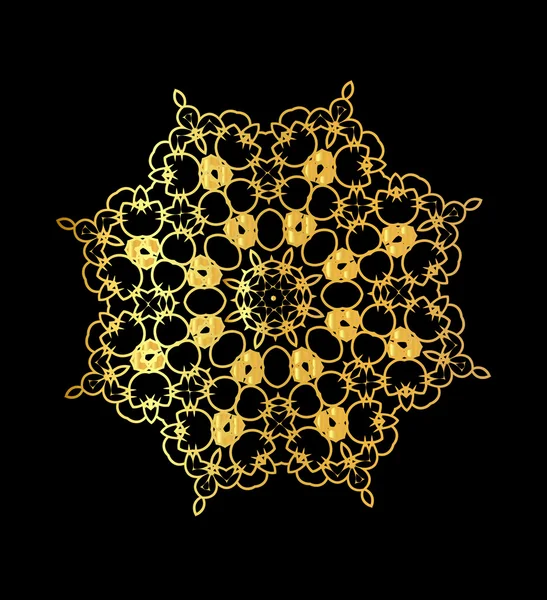 Mandala de oro sobre fondo negro — Vector de stock