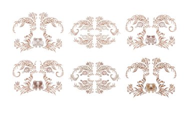 Kahverengi vintage çiçek şekil