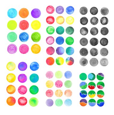 Gökkuşağı suluboya daireler kümesi