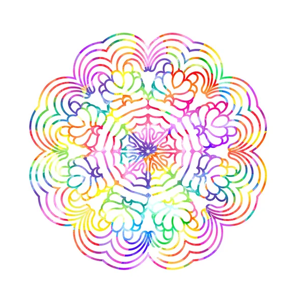Dekorativ akvarell runda mönster i regnbågens färger. — Stockfoto