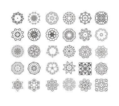 Dairesel siyah desen seti