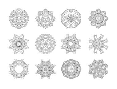 Dairesel siyah desen seti