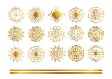 Oryantal altın desen. Altın kar taneleri kümesi