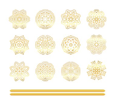 Oryantal altın desen. Altın kar taneleri kümesi