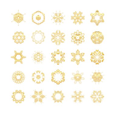 Oryantal altın desen. Altın kar taneleri kümesi