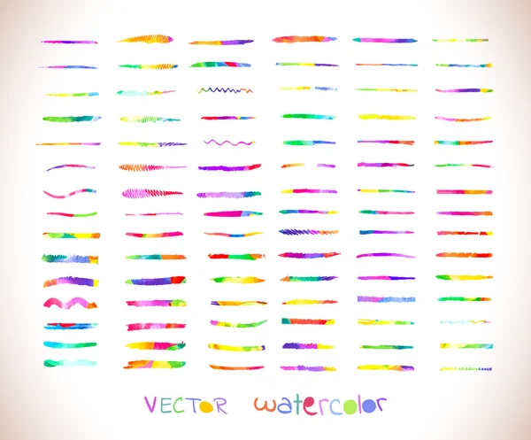 Plantilla de diseño de pinceles de arco iris acuarela — Vector de stock