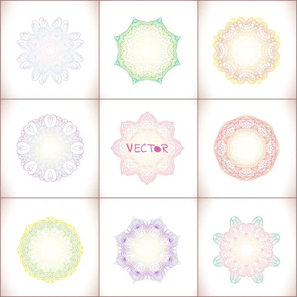 Mandala conjunto de color de ilustración vectorial . — Vector de stock